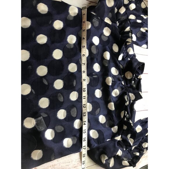 Zara Navy Polka Dot Ruffle Sleeve Top Size X-Small - Picture 11 of 11